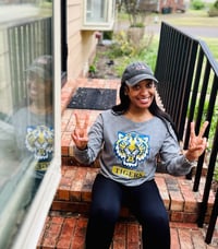 Image 4 of GLITTER TIGER SWEATSHIRT (Light Blue, Heather Gray, Light Gray & Salmon) 