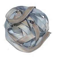 Image 2 of 1PC.  SAND DOLLARS  42" hand dyed wrist wrap bracelet silk ribbon/by COLOR KISSED SILK