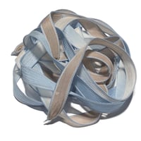 Image 4 of 1PC.  SAND DOLLARS  42" hand dyed wrist wrap bracelet silk ribbon/by COLOR KISSED SILK