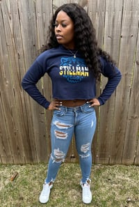 Image 2 of STILLMAN COLLEGE TIGER CROP TOP (Ladies Cut Only / Navy Blue)