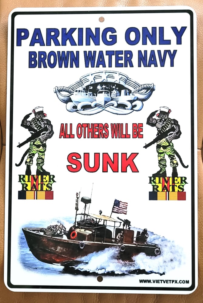 Image of Veteran Brown Water Navy No Parking Sign