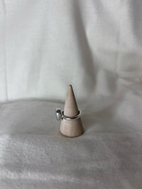 Image 3 of Hammered Band Sea Foam Chunky Sea Glass Ring UK Size M