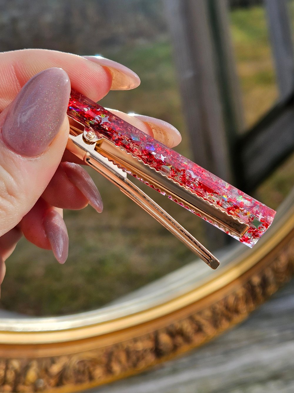 Image of Red Holiday Barrette- Bar Style