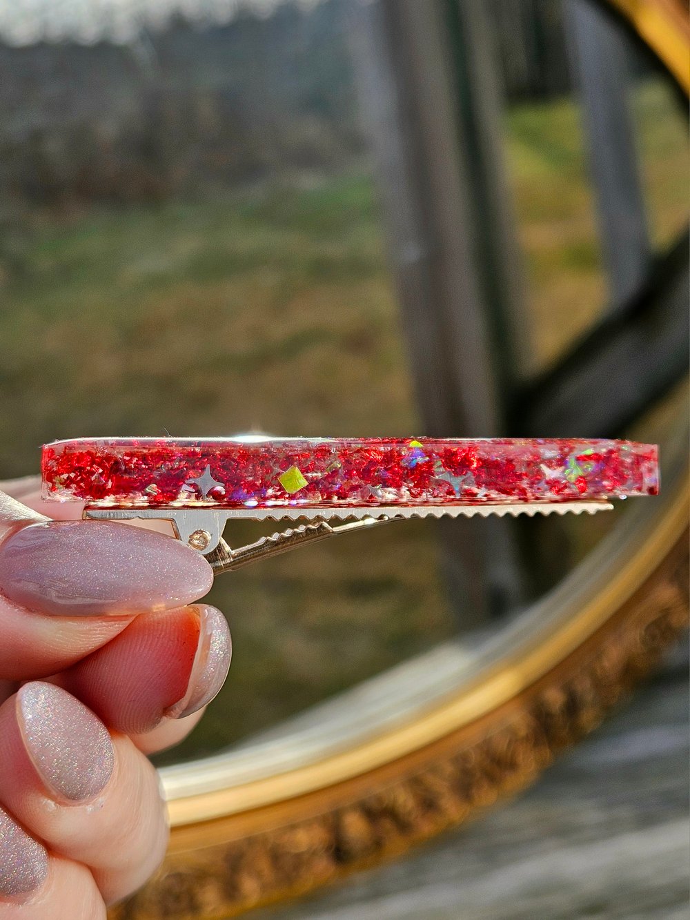 Image of Red Holiday Barrette- Bar Style