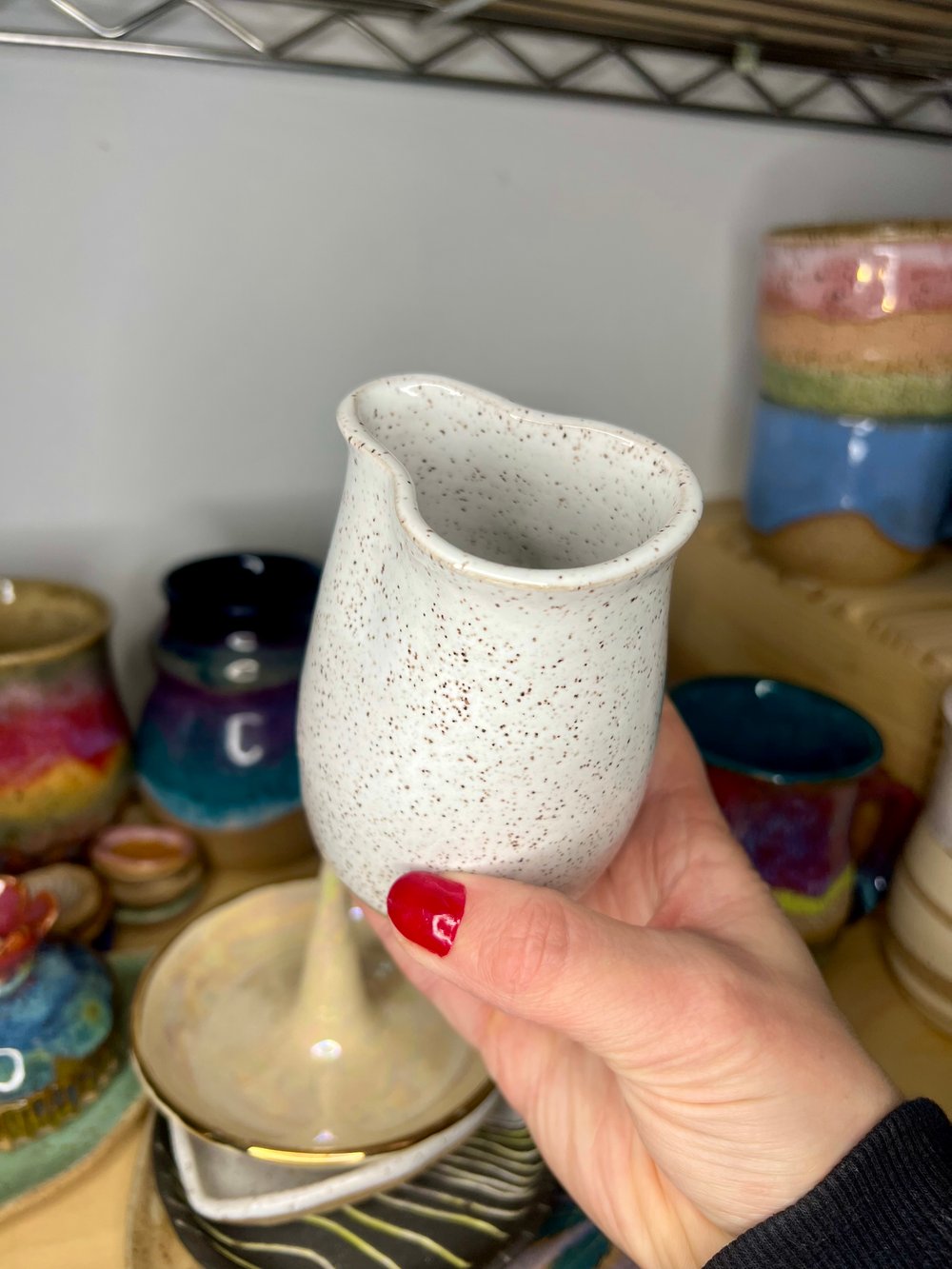 SMALL PITCHER / POUR - SPECKLED WHITE