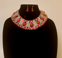 Image 2 of Red Coral Pearl Bead Necklace Set