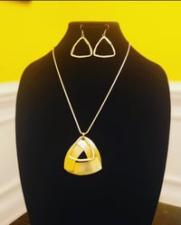 Image 1 of Gold Geometric Pyramid Necklace Set