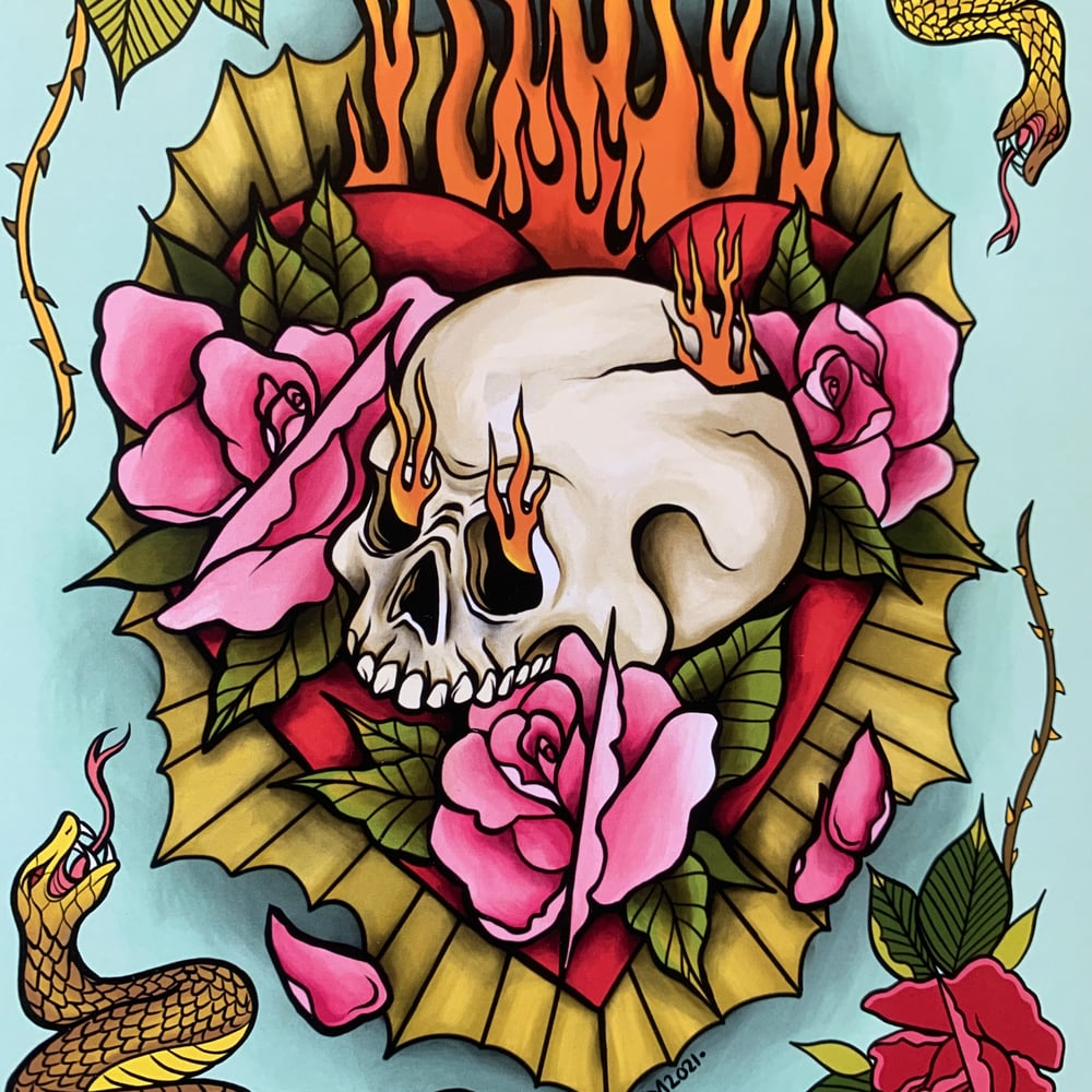 Burning Skull Emetic Art Print