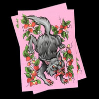 Image 1 of Pink Strawberry Wolf Emetic Art Print