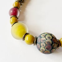 Image 2 of Mustard, Red and Raku Adjustable Necklace