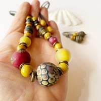 Image 5 of Mustard, Red and Raku Adjustable Necklace