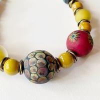 Image 3 of Mustard, Red and Raku Adjustable Necklace