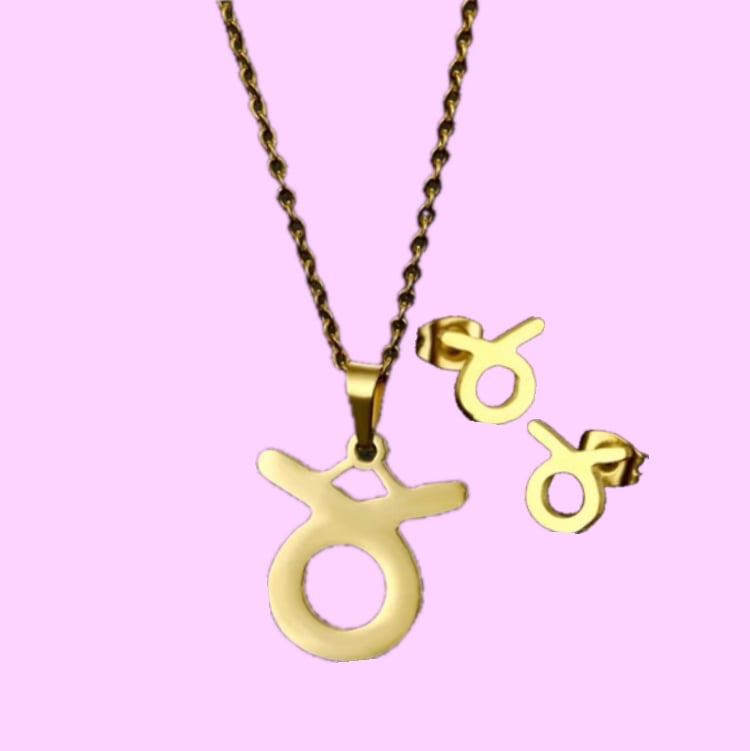 Image of Taurus Zodiac Necklace and Earring Set