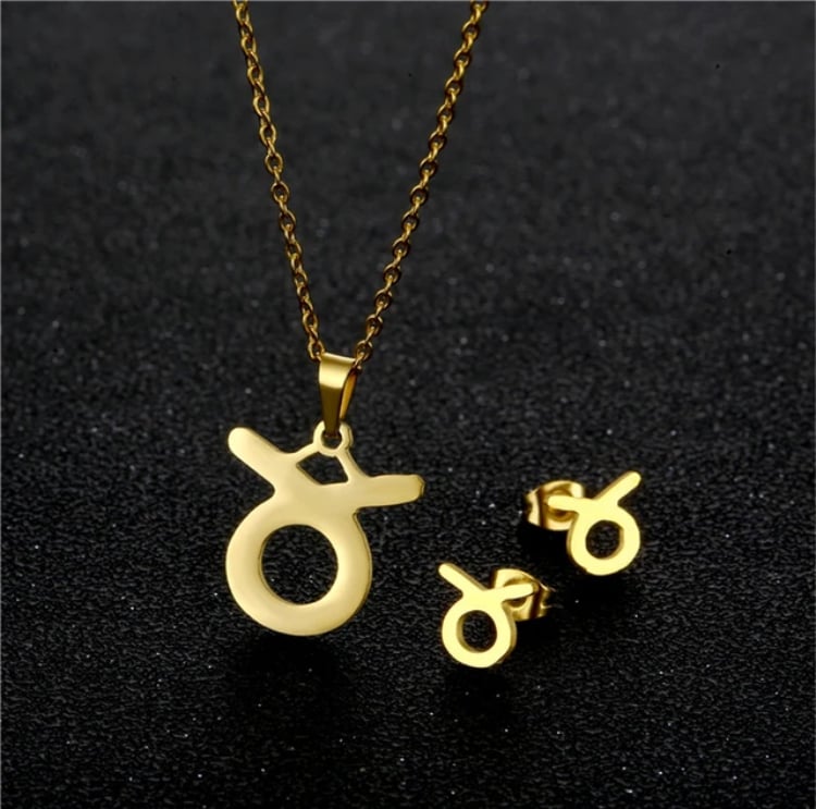 Image of Taurus Zodiac Necklace and Earring Set