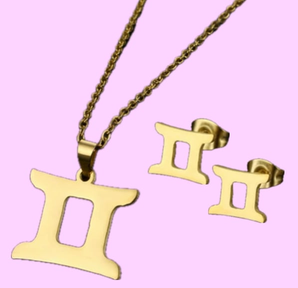 Image of Gemini Zodiac Necklace and Earring Set