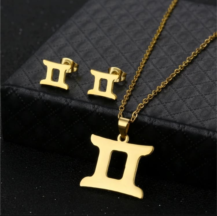 Image of Gemini Zodiac Necklace and Earring Set