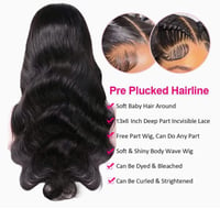 Image 2 of 13x4 5x5  13x6 Luxury HD Lace wigs Brazilian Raw Hair invisible lace wigs, preplucked, bleach knots.