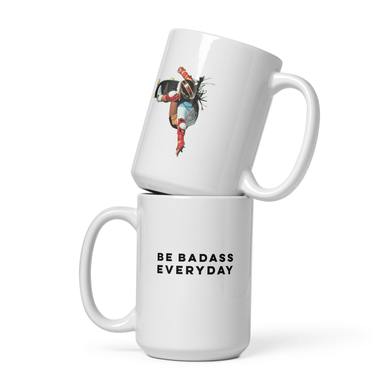 Image of FSG White glossy Mug 15 oz Be Badass Everyday Winchester 1979