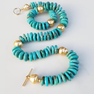 Golden Pearl & Turquoise Necklace