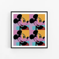 Image 1 of Andy Warhol - Mickey Mouse Qudrant, Giclee Print, Square Poster