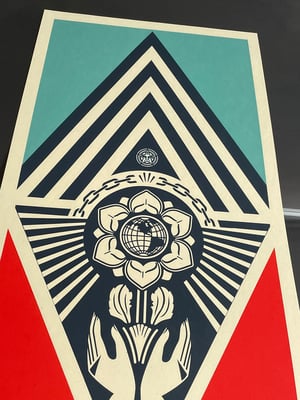 Image of Shepard Fairey - Cultivate Harmony, Original Limited Edition Screen Print 0f 500, 12x24 inches