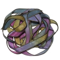 Image 2 of 1PC. HUMMING BIRD  42" hand dyed wrist wrap bracelet silk ribbon/by COLOR KISSED SILK