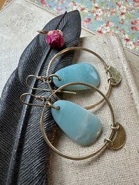 Image 2 of Mint Amazonite brass earrings/ n51