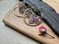 Image 2 of Raw Amethyst earrings/ n49