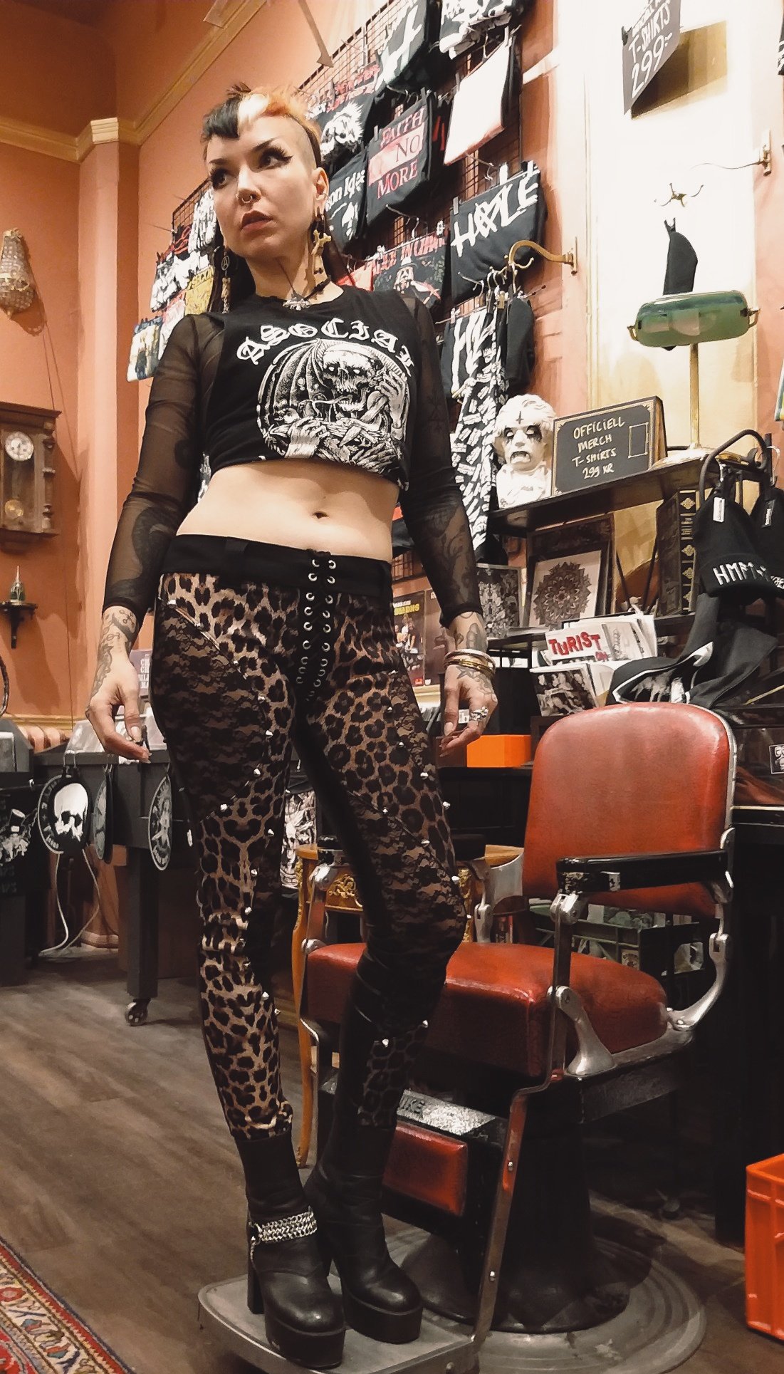 Image of Leopardpants with studs and lace
