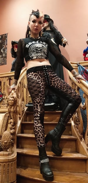Image of Leopardpants with studs and lace