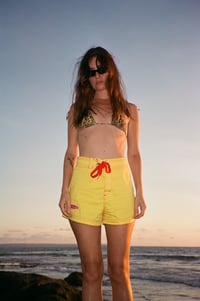 Image 3 of Classic - Girls yellow with red contrast stitch 100% cotton board short