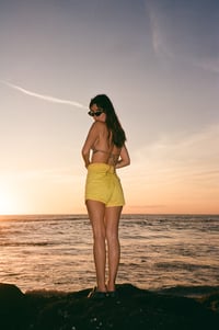 Image 5 of Classic - Girls yellow with red contrast stitch 100% cotton board short