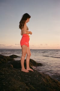 Image 4 of Classic - Girls red with yellow contrast stitch 100% cotton board short
