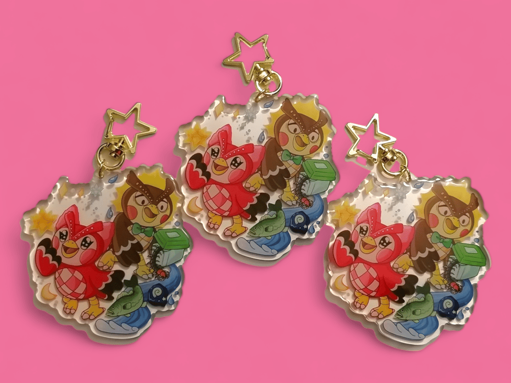 Image of Blathers and Celeste Keyring!