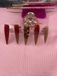 Image 1 of RED POINTSETTIA  RED/GOLD SET 