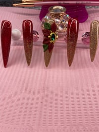 Image 4 of RED POINTSETTIA  RED/GOLD SET 