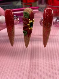 Image 2 of RED POINTSETTIA  RED/GOLD SET 
