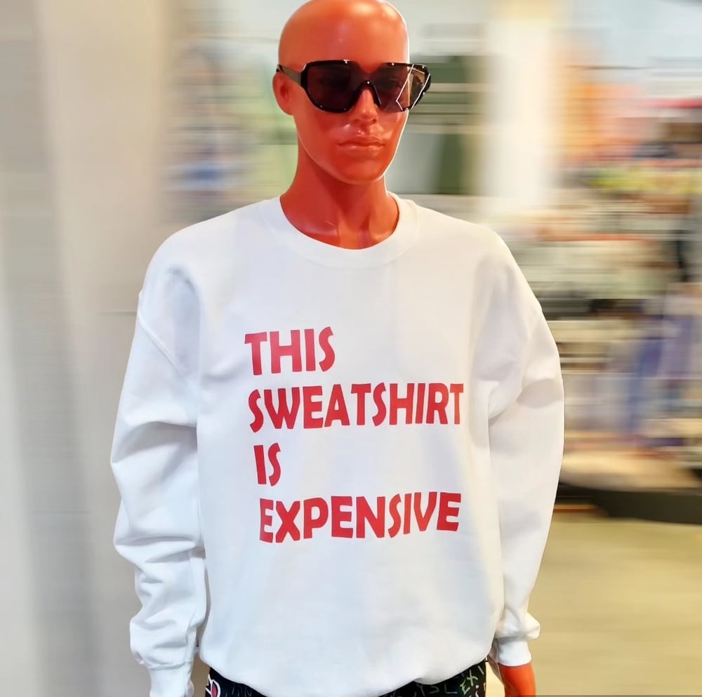Image of WHITE/RED EXPENSIVE SWEATSHIRT 