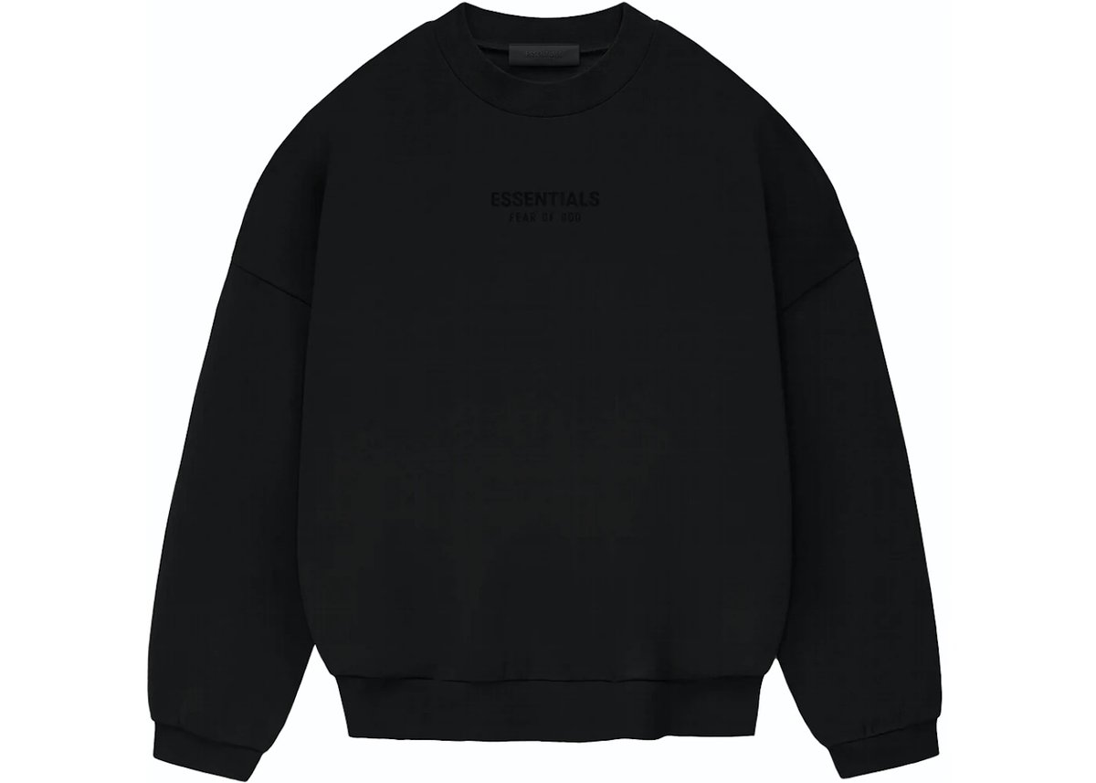 Fear of God Essentials Crewneck Jet Black (FW23) | TheNorthFashion