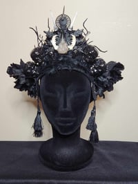 Image 1 of Black Skull and Raven Head Piece