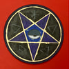 pentacle BLK/PURP/BLUE on wood disk