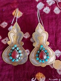 Image 5 of Vintage Turcoman Gold Wash Silver Earrings - (TS004)