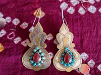 Image 6 of Vintage Turcoman Gold Wash Silver Earrings - (TS004)