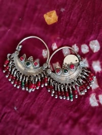 Image 4 of Vintage Kuchi Silver beaded Earrings - (TS008)