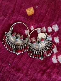 Image 5 of Vintage Kuchi Silver beaded Earrings - (TS008)