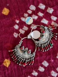 Image 6 of Vintage Kuchi Silver beaded Earrings - (TS008)