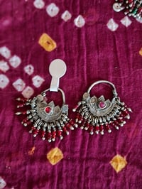 Image 3 of Vintage Kuchi Silver beaded Earrings - (TS009)