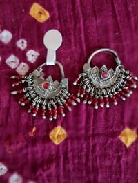 Image 4 of Vintage Kuchi Silver beaded Earrings - (TS009)