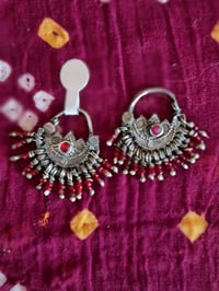 Image 5 of Vintage Kuchi Silver beaded Earrings - (TS009)