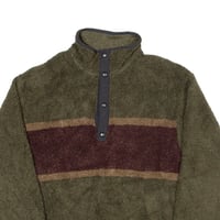 Image 2 of Vintage Woolrich Deep Pile Snap Fleece - Olive Stripe
